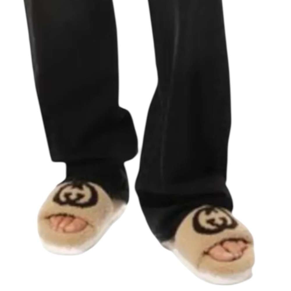 ❌ SOLD ❌ GUCCI Interlocking GG Logo Shearling Slides - Picture 7 of 8
